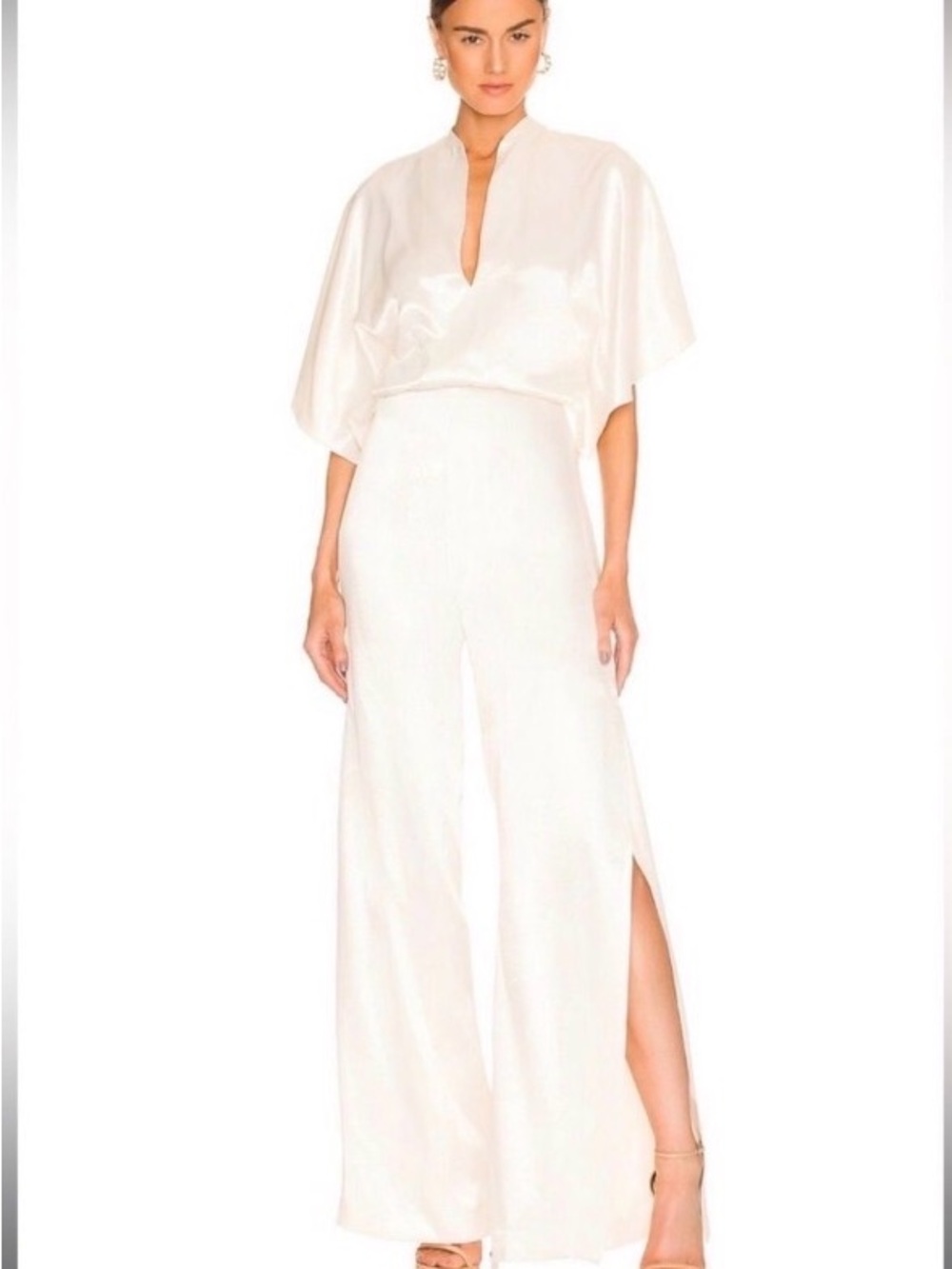 Alexis Palazzo Pearl Satin V-Neck Wide-Leg Jumpsuit